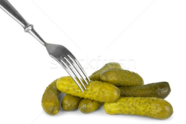 Marinated cornichones and fork Stock photo © digitalr