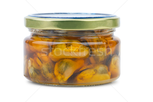 Glass jar with conserved mussels Stock photo © digitalr