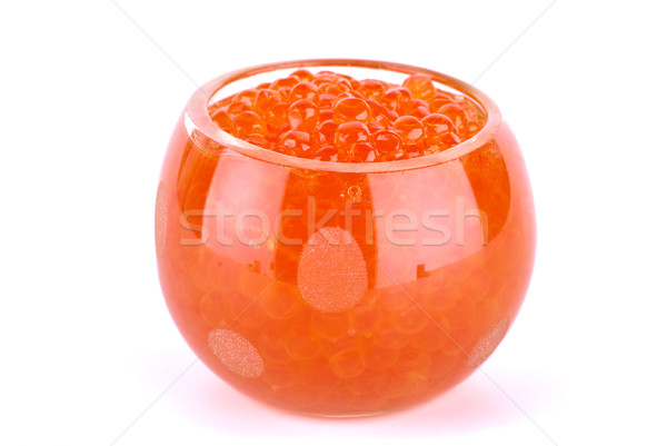 Glas Schüssel rot Lachs Kaviar isoliert Stock foto © digitalr