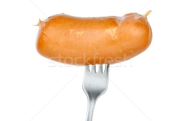 Sausage on fork isolated on the white background Stock photo © digitalr