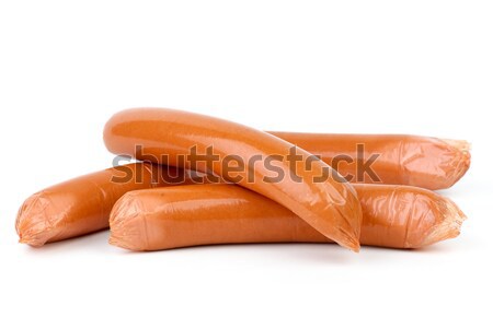 Sausages wrapped in plastic cover. Isolated on white background Stock photo © digitalr