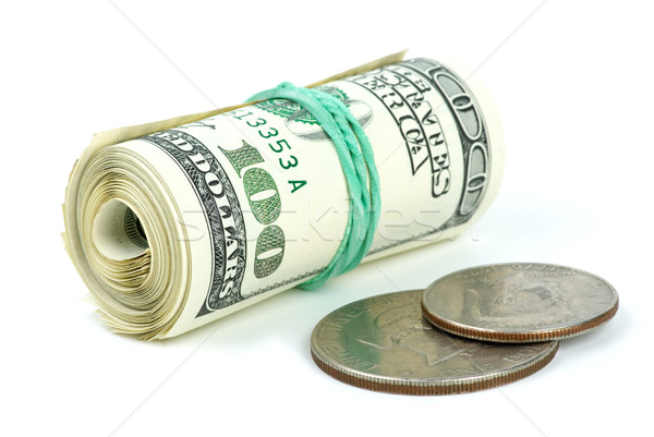 Rolled $100 bills and  coins Stock photo © digitalr