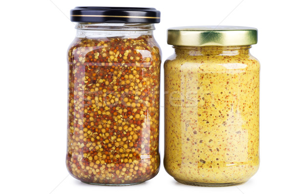 Сток-фото: стекла · горчица · белый · продовольствие · зерна · Spice
