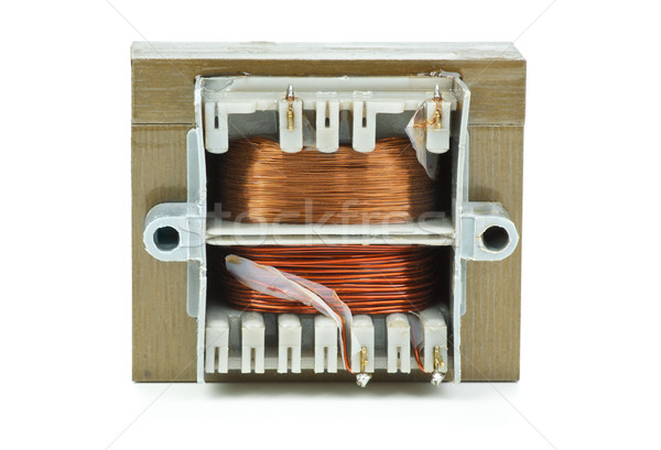 Billig Transformator isoliert weiß Macht elektronischen Stock foto © digitalr