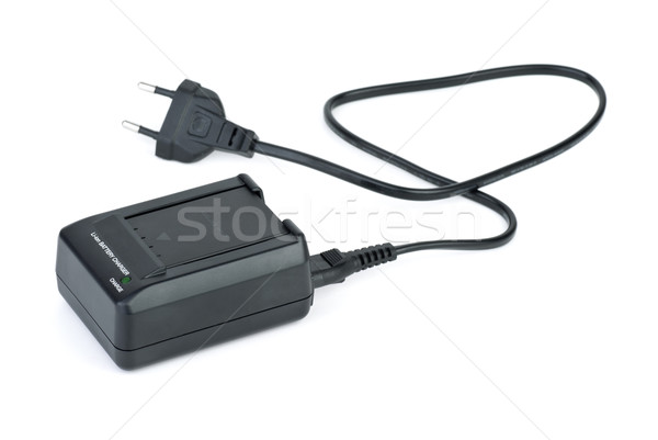 Baterii odizolowany biały kabel czarny elektryczne Zdjęcia stock © digitalr