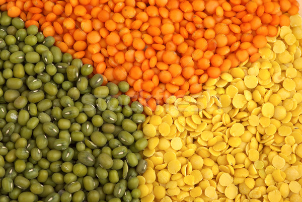Yellow split, red 'football' lentils and green mung beans Stock photo © digitalr