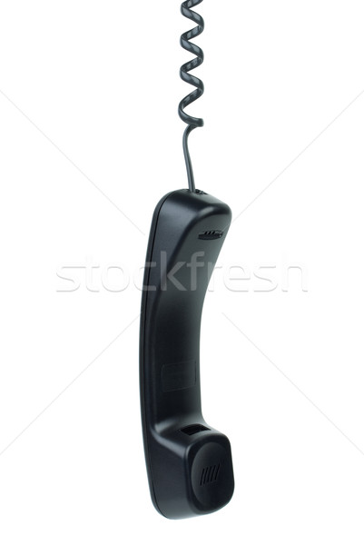 Black phone handset hanging on cord Stock photo © digitalr