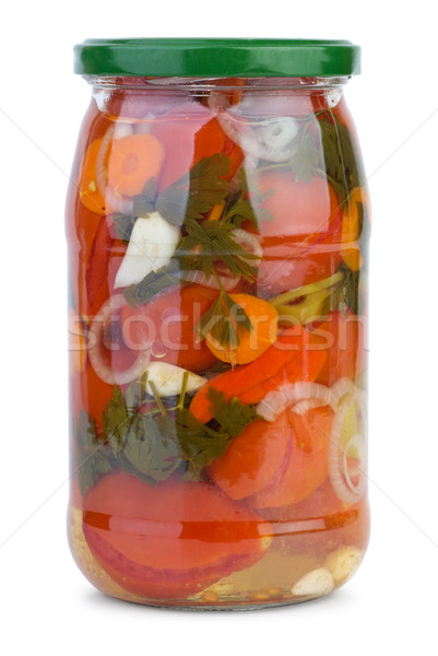 Vidrio jar marinado tomates hortalizas aislado Foto stock © digitalr
