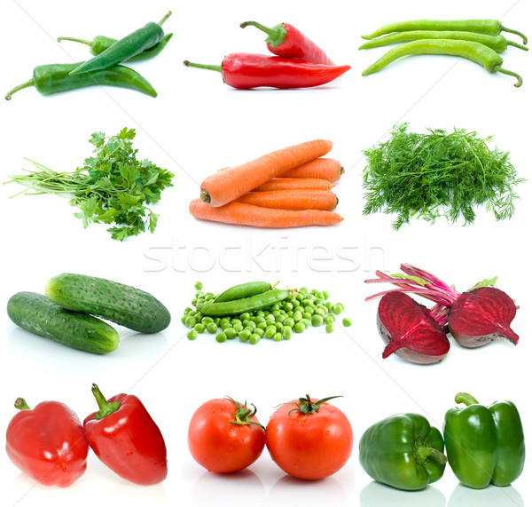 набор различный овощей изолированный белый лист Сток-фото © digitalr
