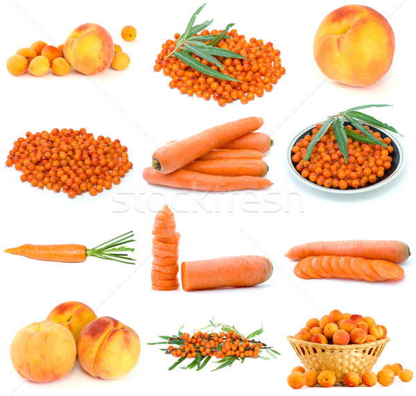набор оранжевый плодов Ягоды овощей изолированный Сток-фото © digitalr