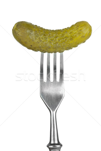 Marinated cornichon on the fork Stock photo © digitalr