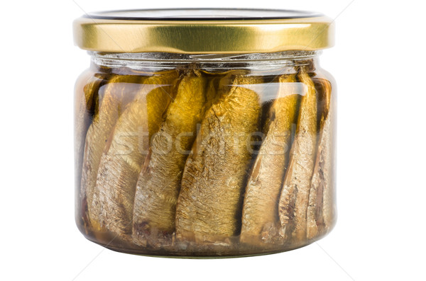 Sardines with oil conserved in glass jar Stock photo © digitalr