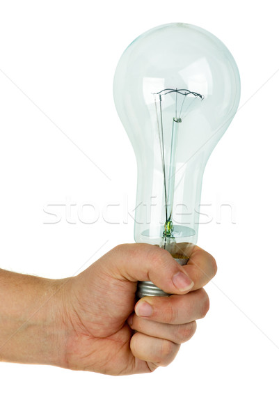 óriás volfrám lámpa kéz izolált fehér Stock fotó © digitalr