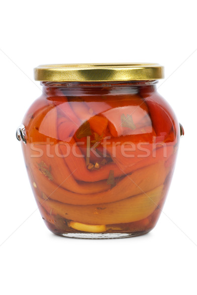Glass jar with conserved red bell peppers Stock photo © digitalr