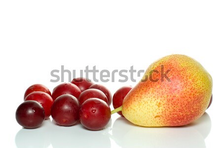Yellow-red pear and some cherry plums Stock photo © digitalr