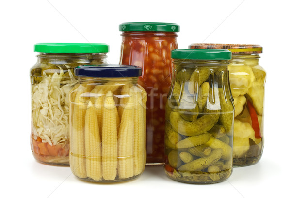 Glass jars with marinated vegetables Stock photo © digitalr