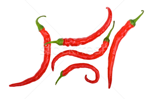 Red long curved chili peppers Stock photo © digitalr