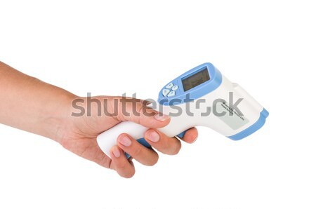 Kéz tart hőmérő test izolált fehér Stock fotó © digitalr