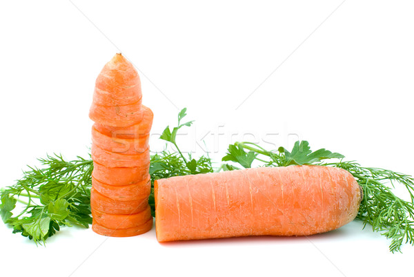 Half of ripe fresh carrot and slices and some parsley Stock photo © digitalr