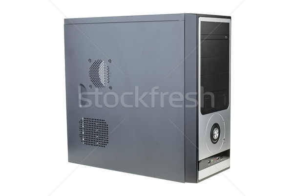 Stock foto: Schwarz · Personal-Computer · isoliert · weiß · Hintergrund · modernen