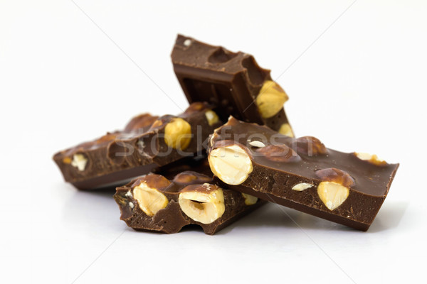 Csokoládé közelkép mogyoró textúra háttér bár Stock fotó © digoarpi