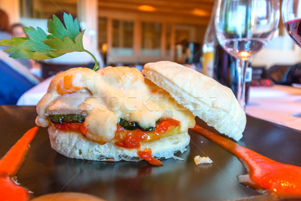 Сток-фото: сэндвич · сыра · рыбы · красный · Салат