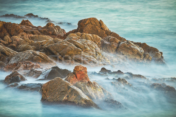 Piękna Świt Hiszpania długi czas ekspozycji wody chmury Zdjęcia stock © digoarpi