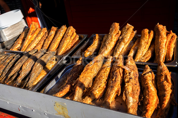 Fried fish on the market  Stock photo © digoarpi