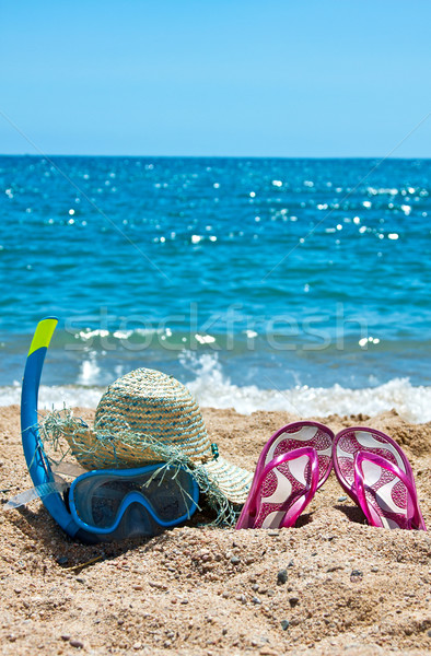 Sportartikelen strand zomer zand vakantie pijp Stockfoto © digoarpi