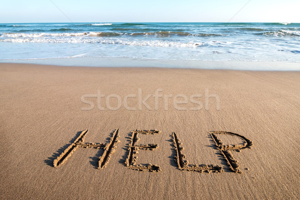 Tekening helpen zand water landschap achtergrond Stockfoto © digoarpi