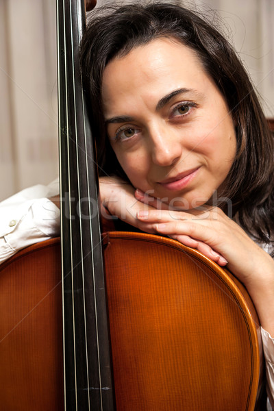 Cello mooie jong meisje meisje vrouwen licht Stockfoto © digoarpi