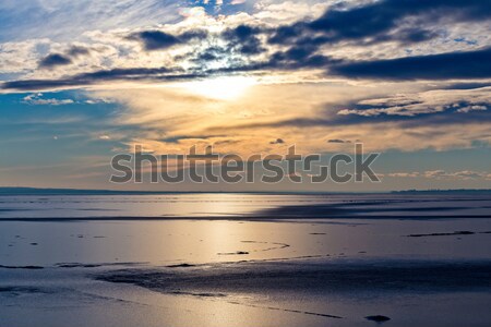 Inverno pôr do sol lago Balaton Hungria água Foto stock © digoarpi