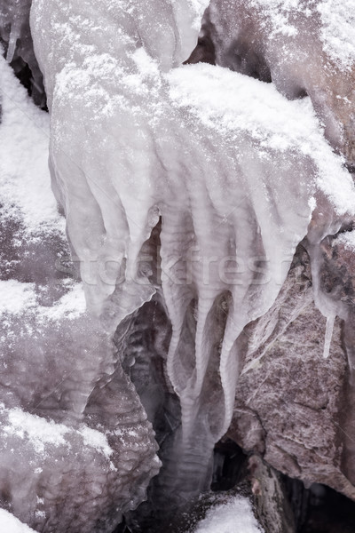Koud winter dag veel ijskegel water Stockfoto © digoarpi