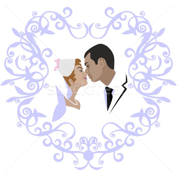 Stockfoto: Bruiloft · paar · vector · kleur · vrouwen · achtergrond