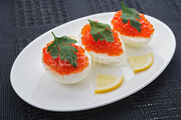 Caviar ovos branco prato festa café da manhã Foto stock © DimaP