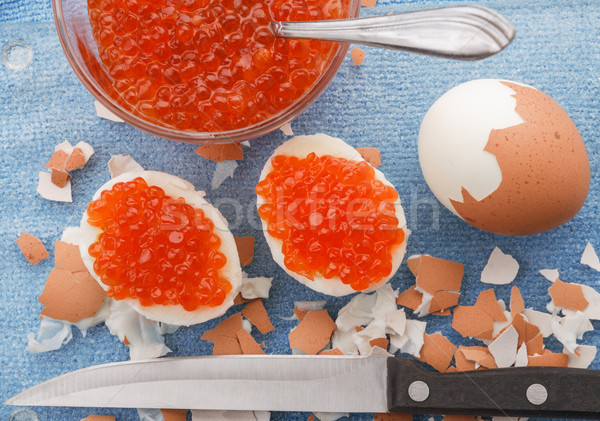 Kaviár tojások folyamat készít étel főzés Stock fotó © DimaP