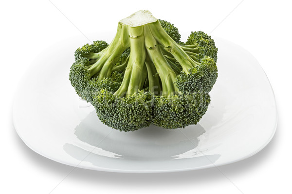Broccoli alb placă alimente verde culori Imagine de stoc © DimaP