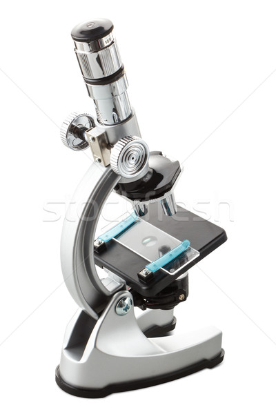 Jucărie microscop izolat alb laborator instrument Imagine de stoc © DimaP