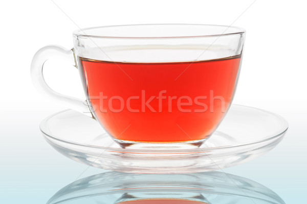 Copo chá transparente isolado branco azul Foto stock © DimaP