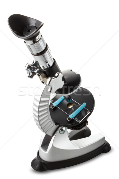 Jucărie microscop izolat alb laborator instrument Imagine de stoc © DimaP