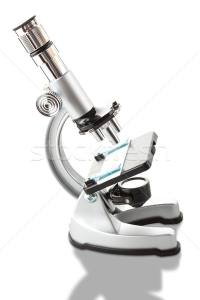 Jucărie microscop izolat alb laborator instrument Imagine de stoc © DimaP