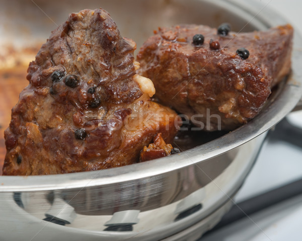 Carne de vită piper tigaie cină muscular Imagine de stoc © DimaP
