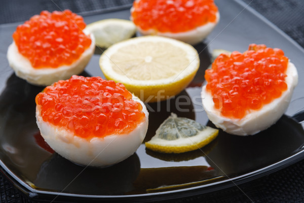 Caviar ovos preto prato festa café da manhã Foto stock © DimaP