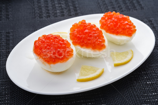 Caviar ovos branco prato festa café da manhã Foto stock © DimaP