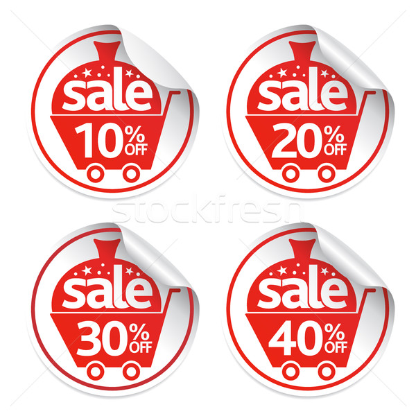 Foto stock: Establecer · año · nuevo · pegatinas · venta · vector · negocios