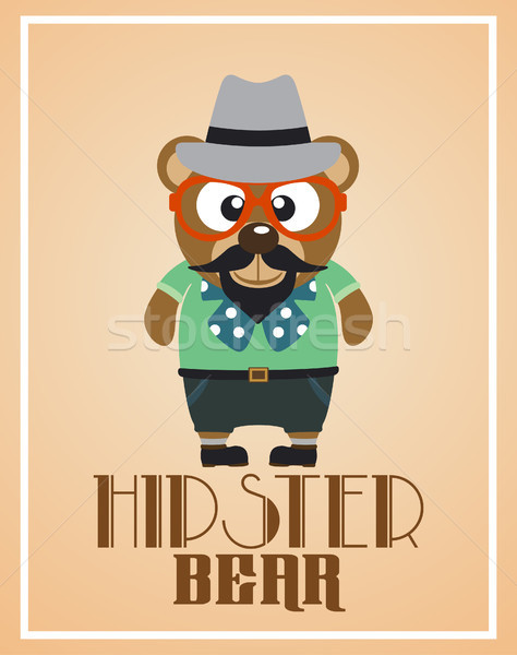 Funny hipster bear Stock photo © Dimpens