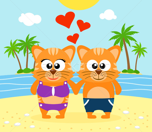 Romantic Summer  background with cat Stock photo © Dimpens