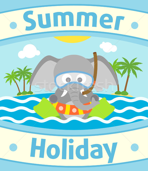 Foto stock: Verão · mar · elefante · cartão · céu · água