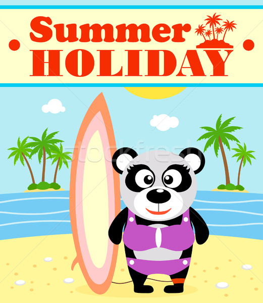 Vacances d'été panda internaute ciel eau fond Photo stock © Dimpens