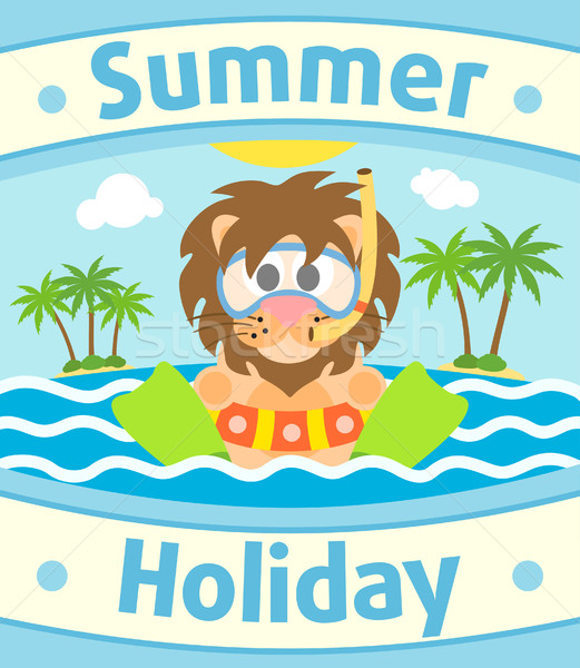 Summer sea background with lion Stock photo © Dimpens